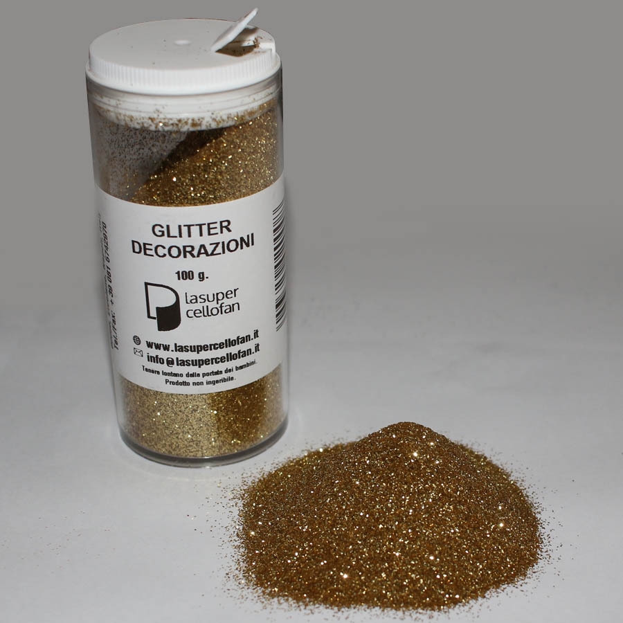 Glitter in poliestere Oro - Brillantini - Decorazioni - Cosmetici - Vernici  - La Super Cellofan