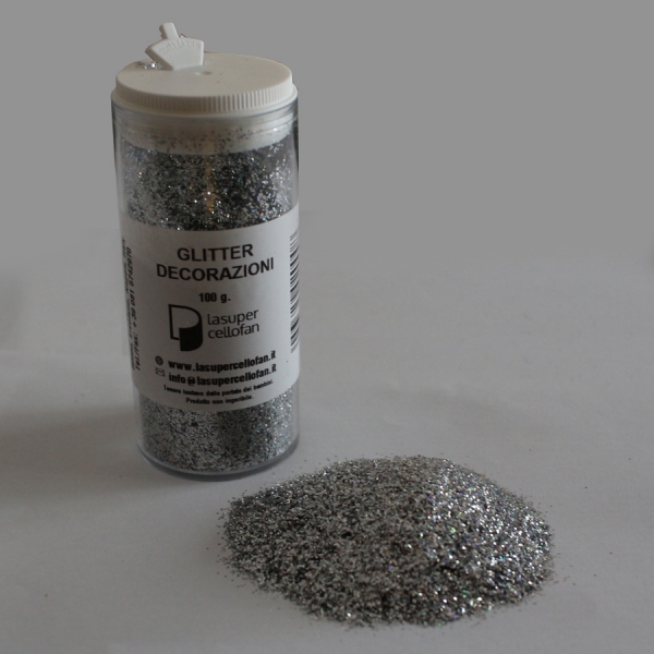 Glitter in poliestere Argento - Brillantini - Decorazioni - Cosmetica - Vernici